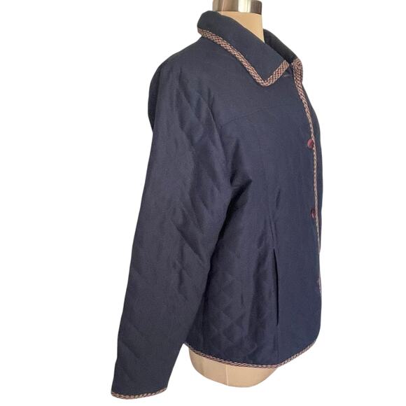 Napa Valley Navy Blue Quilted Chore Jacket Sz L Button Front Pockets Fall Casual - Picture 4 of 9